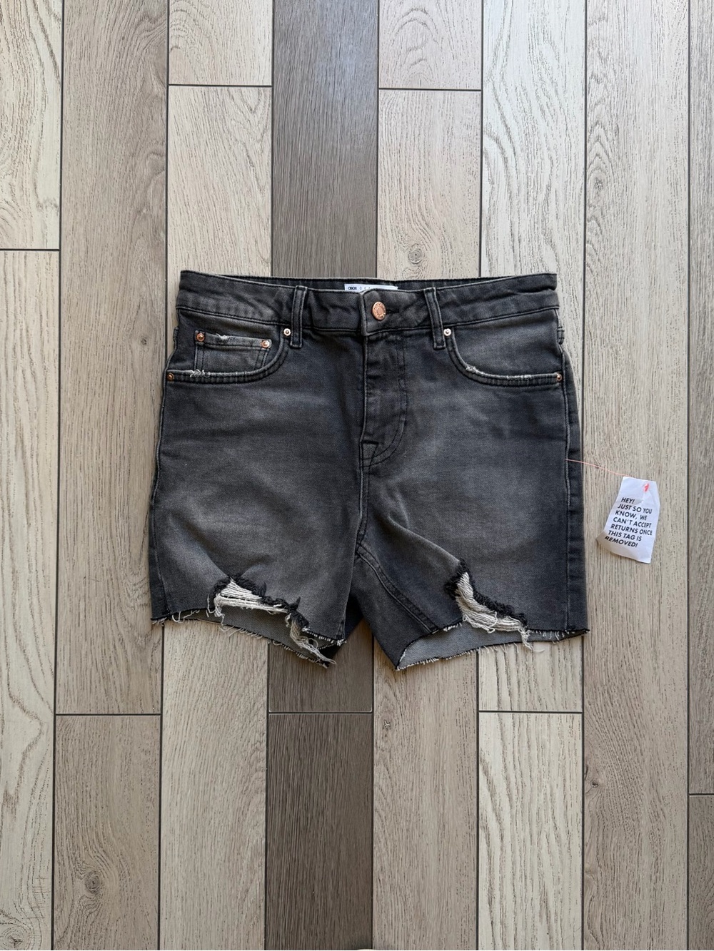 ASOS women’s Distressed Black Denim Shorts size 30